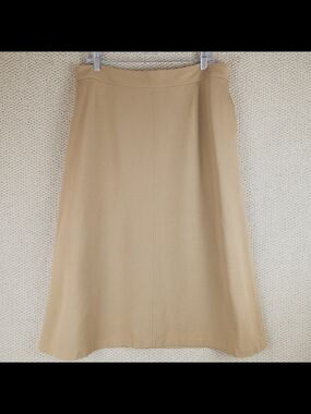 J. Jill Ponte A-line Midi Skirt Size 14 Tan Pockets Stretch Zip Classic Capsule